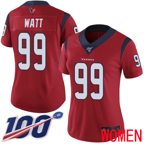 Houston Texans Limited Red Women J J Watt Alternate Jersey NFL Football 99 100th Season Vapor Untouchable